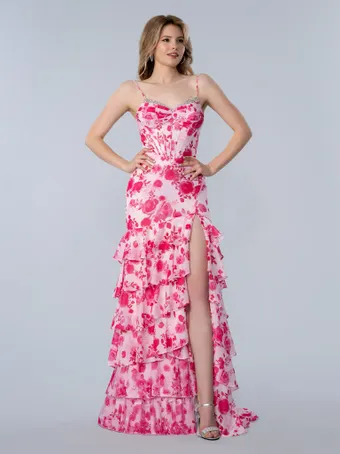Stella Couture 26150   Tiered Ruffle Gown with Slit and Bodice Embellishments #0 default frontface vertical thumbnail