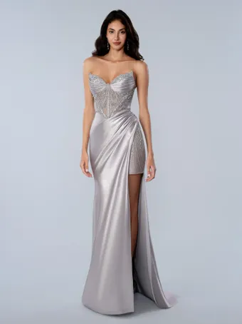 Stella Couture 26156   Glamorous Strapless Formal Gown with High Slit & Beading #1 frontface vertical thumbnail