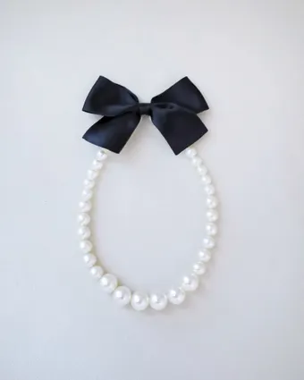 Pearl Bow Necklace Kailee P #0 vertical thumbnail