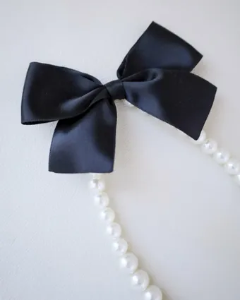 Pearl Bow Necklace Kailee P #1 vertical thumbnail