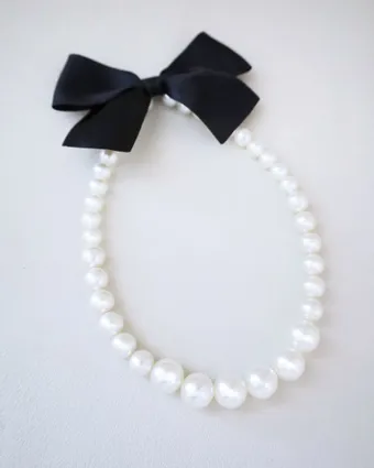 Pearl Bow Necklace Kailee P #2 vertical thumbnail