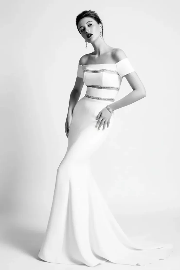 slightly off the shoulder wedding dress Off-the-Shoulder Mermaid Lace Long Wedding Dress