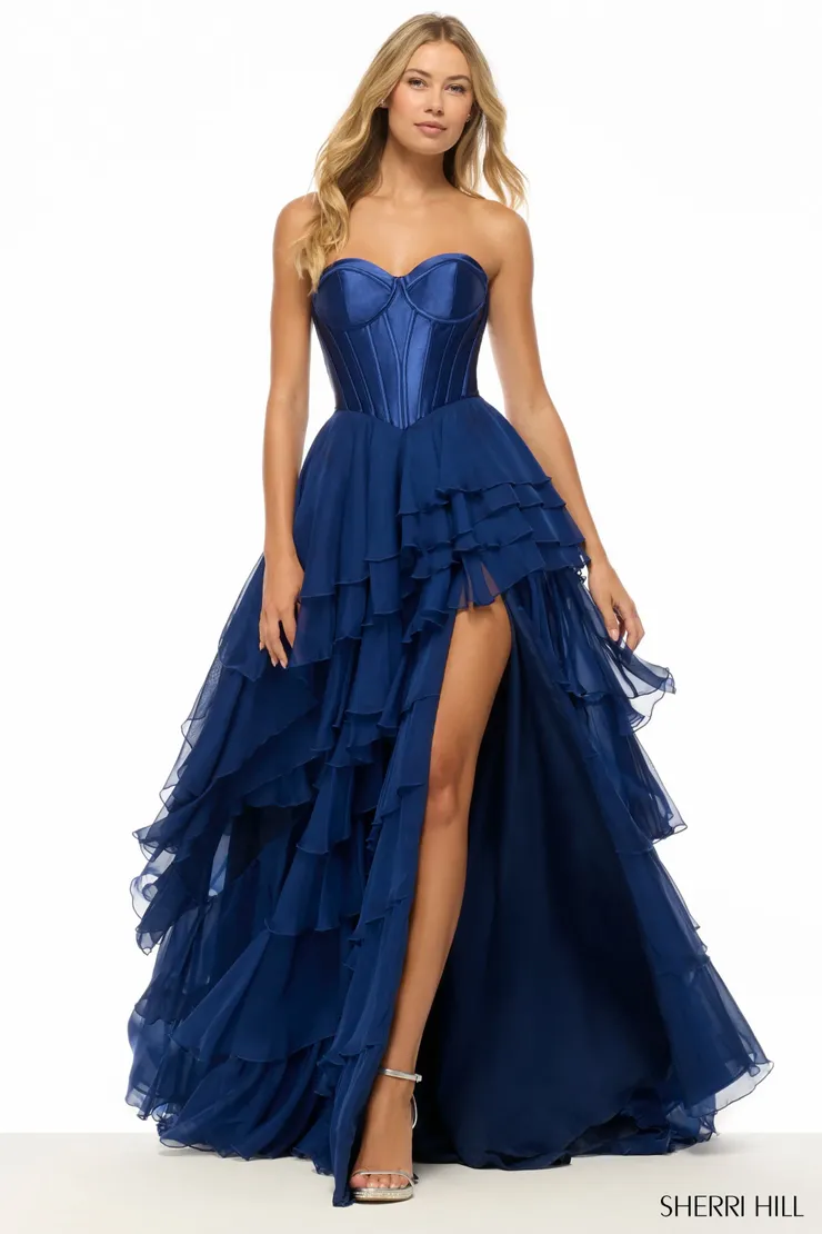 Sherri Hill 57653 #0 default Navy frontface vertical picture