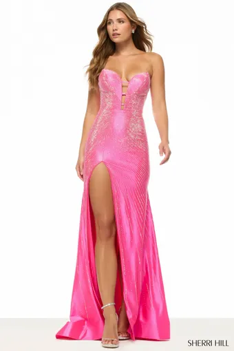 Sherri Hill Style #57684 $4 Bright Fuchsia frontface vertical thumbnail