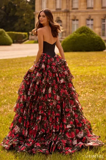 Sherri Hill Style #57722 $1 default Black Print backface vertical thumbnail