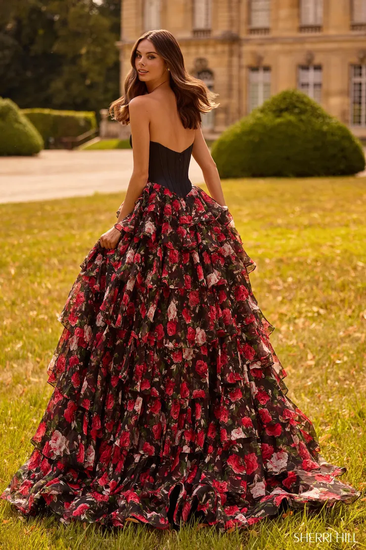 Sherri Hill Style #57722 #1 default Black Print backface vertical picture