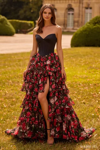 Sherri Hill Style #57722 $0 default Black Print frontface vertical thumbnail
