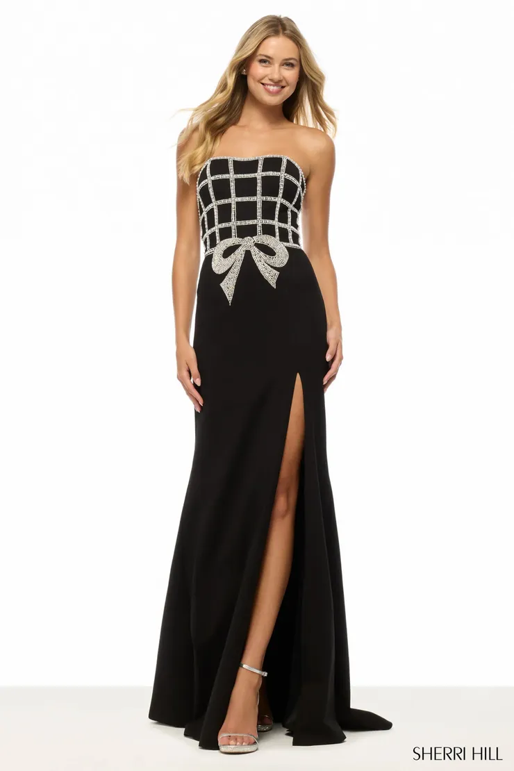 Sherri Hill Style #57732 #2 Black/Silver frontface vertical picture