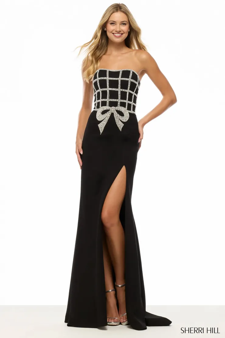 Sherri Hill Style #57732 #0 default Black/Silver frontface vertical picture