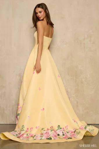 Sherri Hill Style #57760 $1 default Yellow Print backface vertical thumbnail