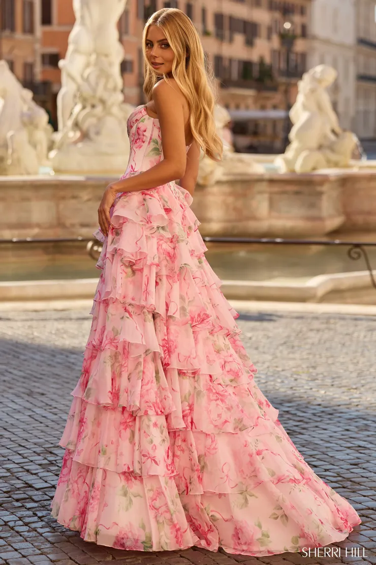 Sherri Hill Style #57820 #1 default Pink Print backface vertical picture