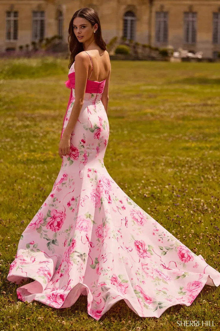 Sherri Hill Style #57834 #1 default Pink Print backface vertical picture