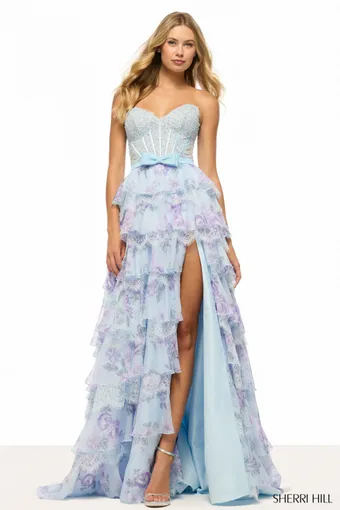 Sherri Hill Style #57908 $2 Light Blue/Multi frontface vertical thumbnail