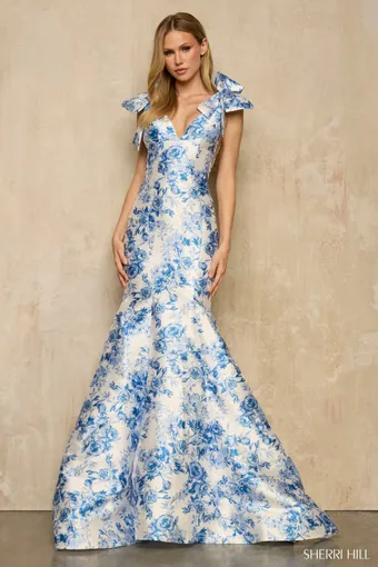 Sherri Hill 57926   Mermaid Gown with Ruffle Shoulders - Special Occasion Formal #0 default frontface vertical thumbnail