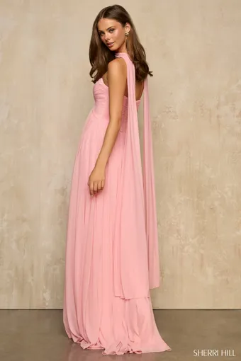 Sherri Hill 57942   Elegant A-Line Gown with Convertible Neck Scarf Detail #1 default backface vertical thumbnail