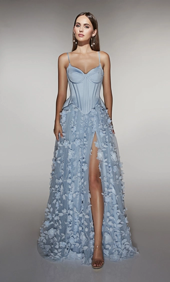 Alyce Paris 62072 Floral Applique A-Line Gown with Slit #0 default frontface vertical thumbnail