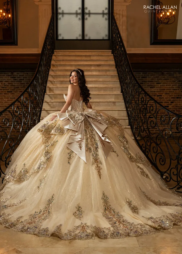 Alta Couture by Rachel Allan Style #RQ3172 #1 Champagne/Gold backface vertical picture