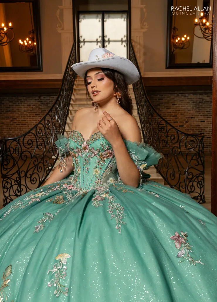 Alta Couture by Rachel Allan Style #RQ3174 #8 Light Jade Multi frontface vertical cropped picture