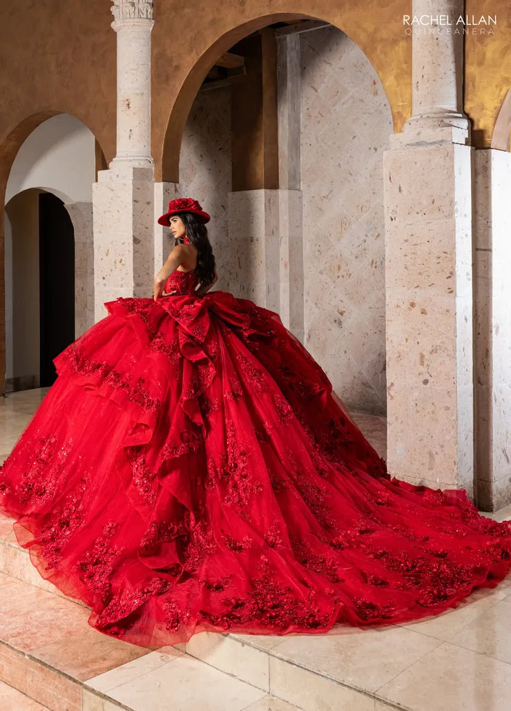 La Reina by Rachel Allan Style #RQ2241 #1 Deep Red backface vertical picture
