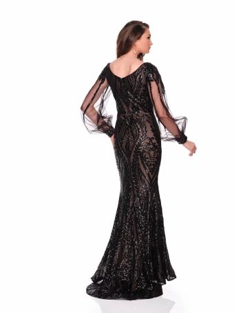 Dave & Johnny 12697   Mermaid Gown with Balloon Sleeves & Sequins #1 default backface vertical thumbnail