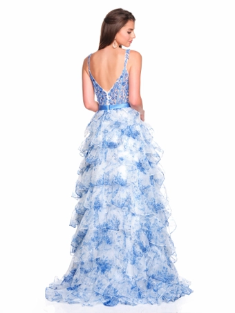 Dave & Johnny 12765W   Sleeveless Tiered Gown with Slit - Special Occasion Dress #1 default backface vertical thumbnail