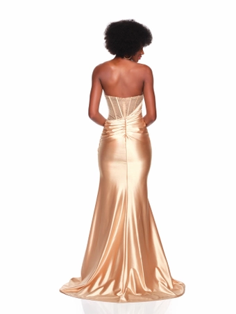 Dave & Johnny 12856   Trumpet Gown with Sweetheart Corset Bodice & Slit #1 default backface vertical thumbnail