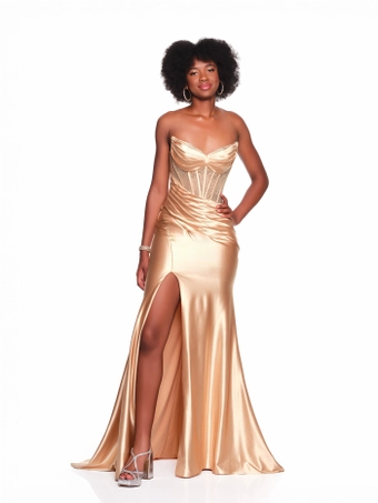 Dave & Johnny 12856   Trumpet Gown with Sweetheart Corset Bodice & Slit #0 default frontface vertical thumbnail