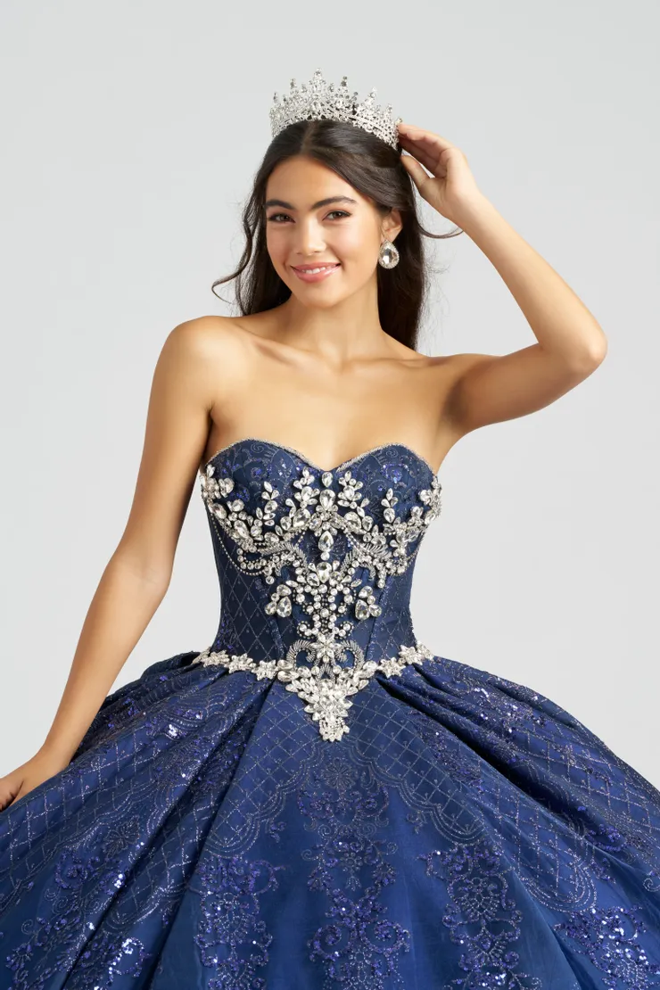AmaBella Quinceanera Style #Q1030 #8 Navy frontface vertical cropped picture