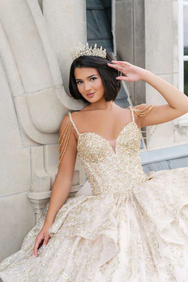 AmaBella Quinceanera Style #Q1084 #7 Gold frontface vertical cropped picture