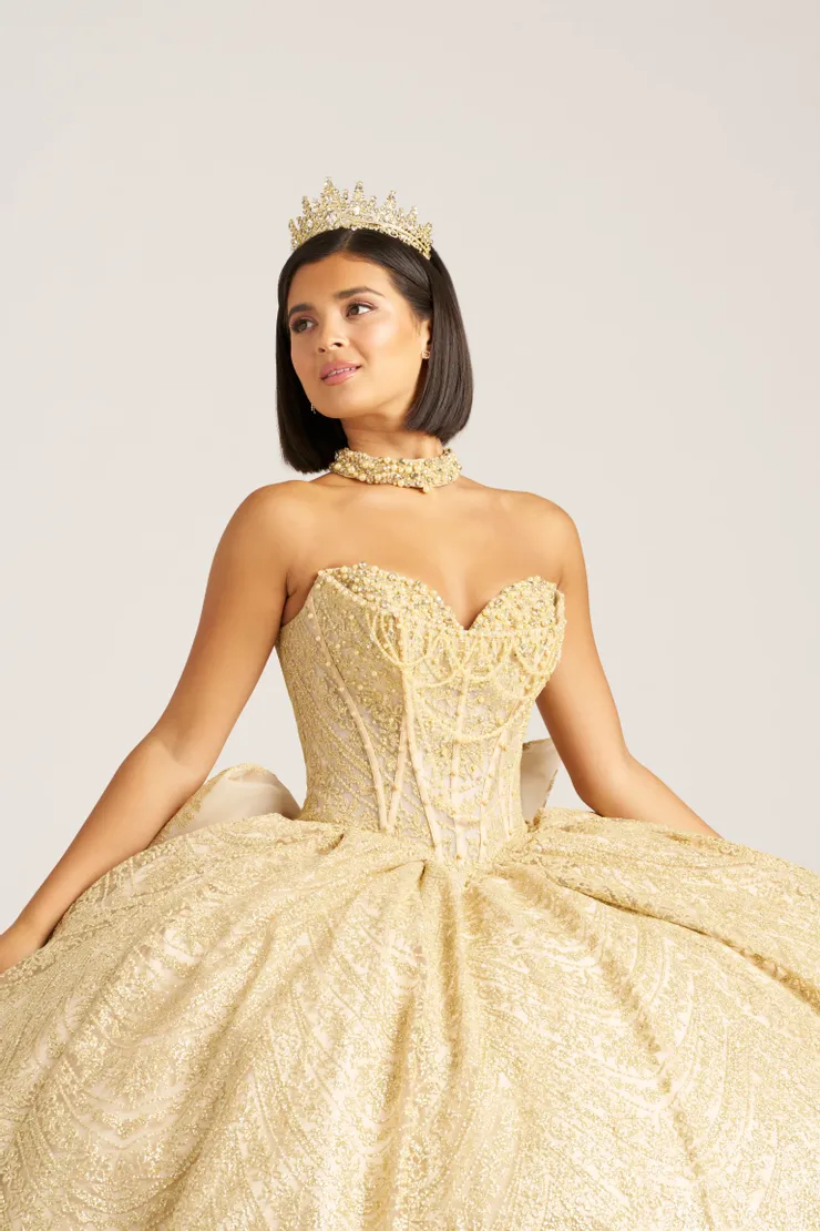 AmaBella Quinceanera Style #Q1085 #7 Gold frontface vertical cropped picture
