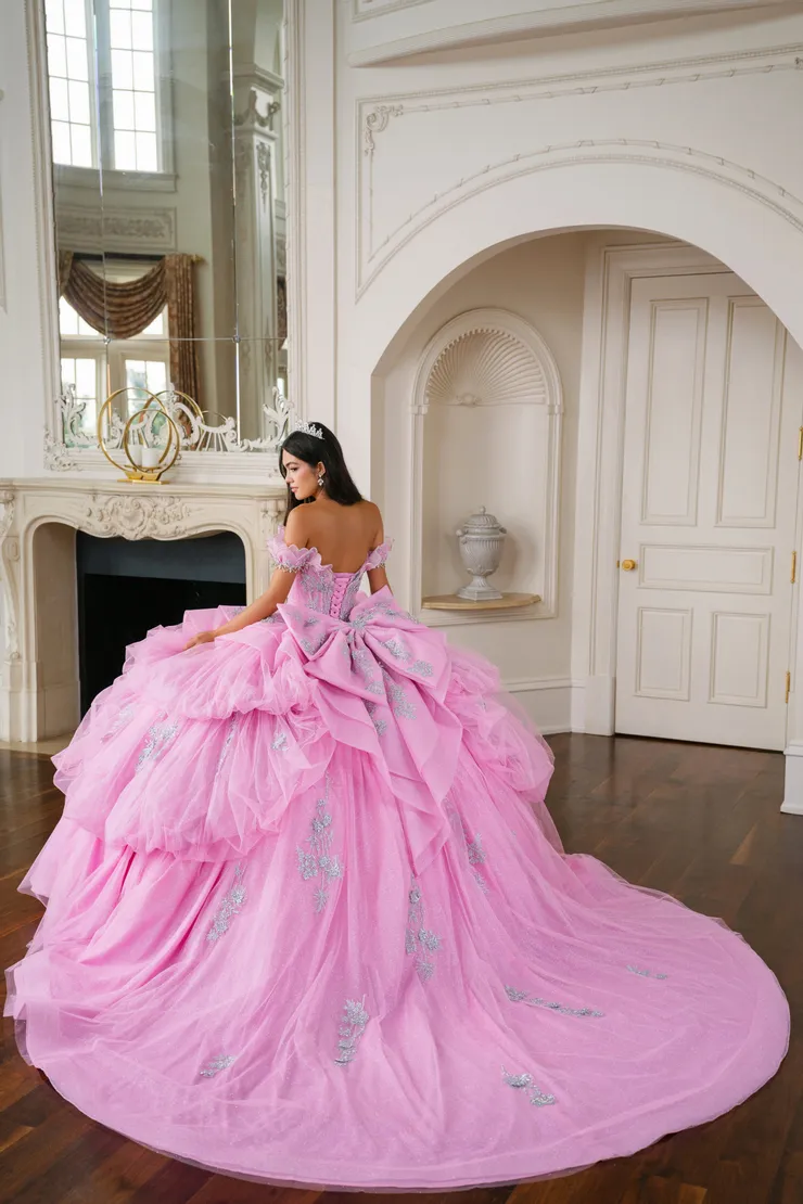 AmaBella Quinceanera Style #Q1088 #1 default Bubble Gum/Silver backface vertical picture