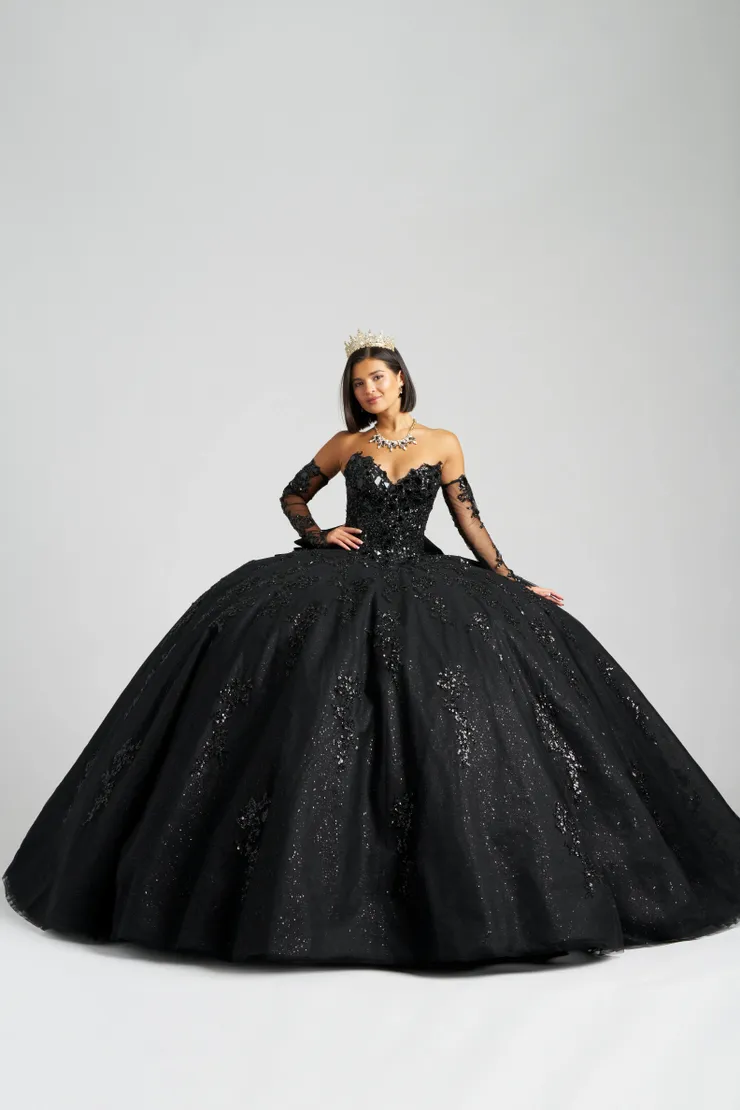AmaBella Quinceanera Style #Q1093 #8 Black frontface vertical picture