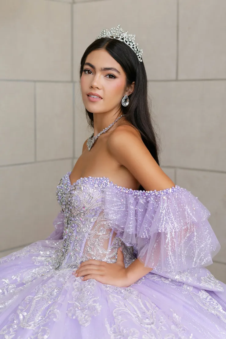 AmaBella Quinceanera Style #Q1094 #8 Lilac/Silver frontface vertical cropped picture