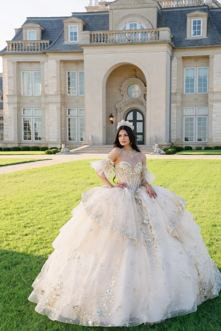 AmaBella Quinceanera Style #Q1096 #0 default Champagne frontface vertical picture
