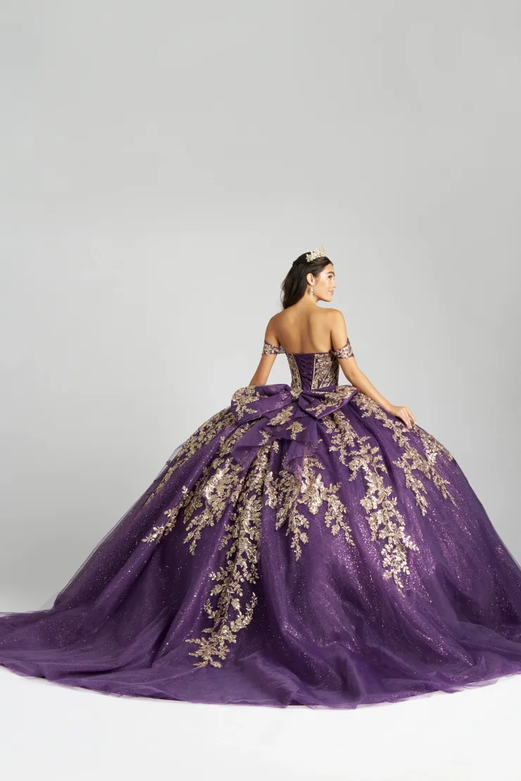 AmaBella Quinceanera Style #QA161 #1 default Plum/Gold backface vertical picture
