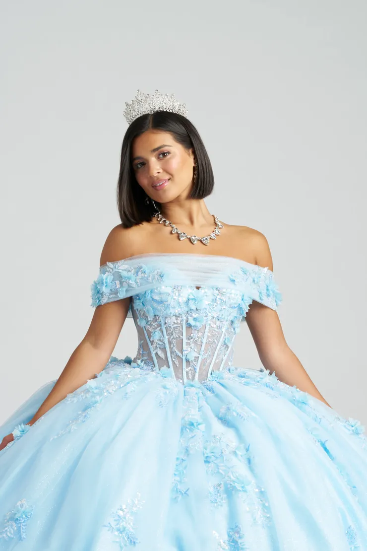 AmaBella Quinceanera Style #QA165 #5 Baby Blue frontface vertical cropped picture