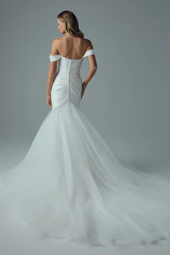 Draped Satin Bridal Gown with Tulle Mermaid Skirt Eve $3 default Ivory backface vertical thumbnail