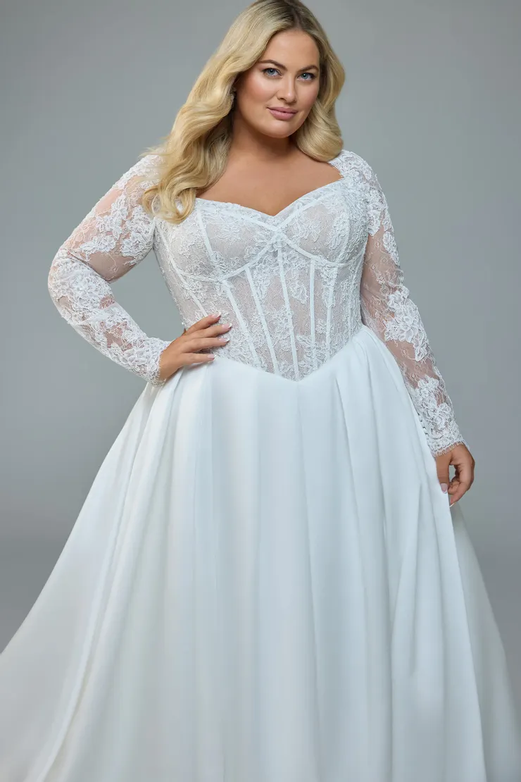 Princess Wedding Dress with Lace Jacket Bree #1 Ivory frontface vertical cropped picture