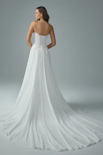 Boho Bridal Gown with Drop Waist Lyla $3 default Ivory backface vertical thumbnail