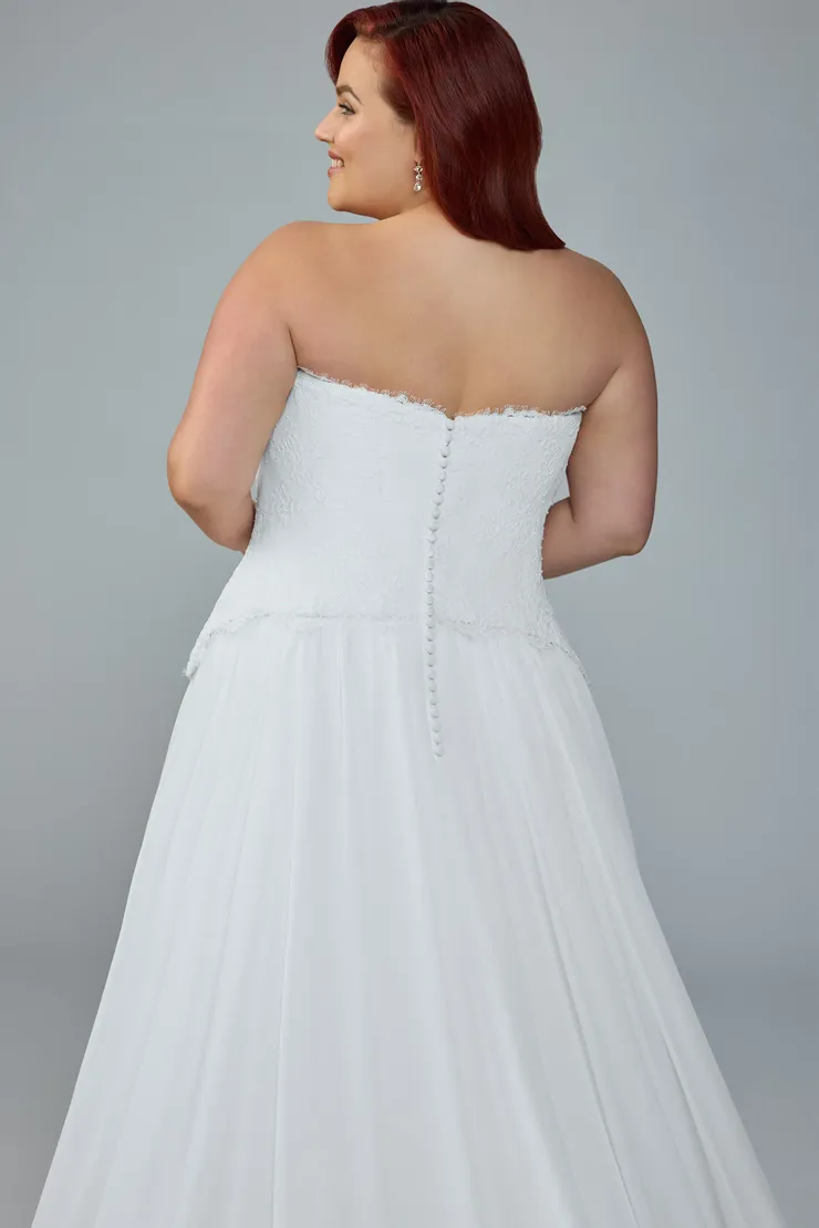 Drop Waist Wedding Dress with Tulle Skirt Lyla #1 Ivory backface vertical cropped picture