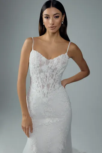 Fit and Flare Wedding Dress with Beaded Lace Esme $2 Ivory frontface vertical cropped thumbnail