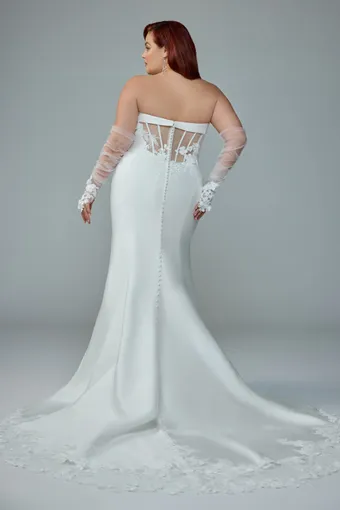 Strapless Fit and Flare Bridal Gown with Straight Neckline Selene $7 Ivory backface vertical thumbnail