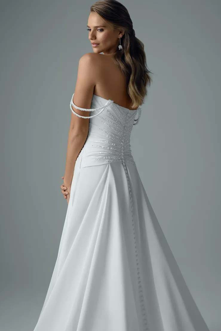 A-line Wedding Dress with V-neckline Maple #7 Ivory backface vertical cropped picture