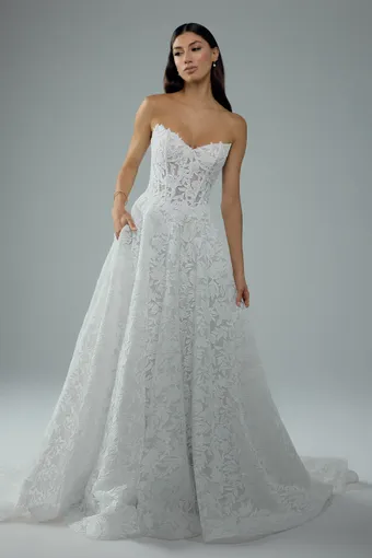 V-Neck Overlace Wedding Dress with Sheer Bodice Diana $3 Ivory frontface vertical thumbnail