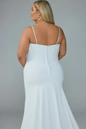 Basque Waist Bridal Gown with Crepe Skirt Vivianne $0 default Ivory backface vertical cropped thumbnail