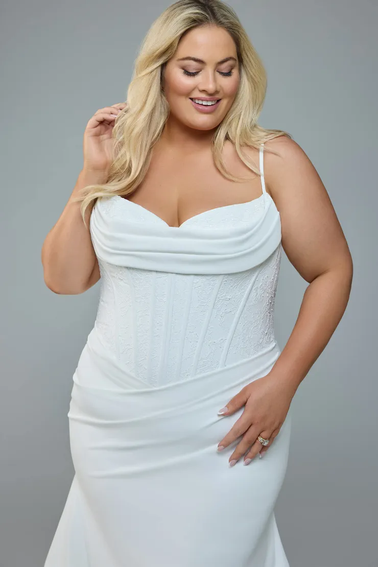 Crepe Fit and Flare Wedding Dress with Corset Vivianne