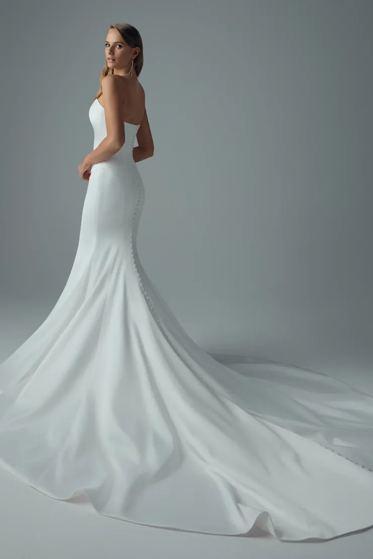 Minimalist Wedding Dress with Scoop Neckline Athena #6 default Ivory backface vertical picture
