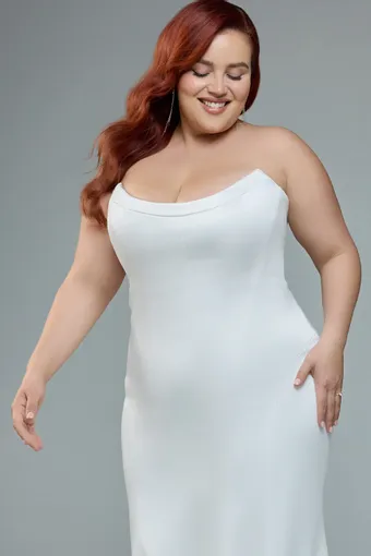 Minimalist Wedding Dress with Scoop Neckline Athena $4 Ivory frontface vertical cropped thumbnail