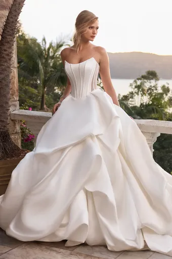 Satin Ballgown with Voluminous Skirt Tejhaan $0 default Ivory frontface vertical thumbnail
