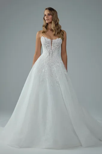 Strapless Ball Gown Wedding Dress with Plunging Neckline Neeve $0 default Ivory frontface vertical thumbnail